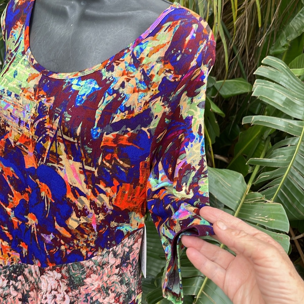 Soft surroundings, dark floral, patchwork knit dr… - image 4